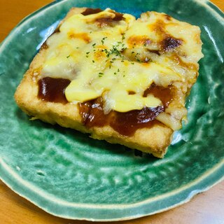 厚揚げピザ（お好み焼き風）